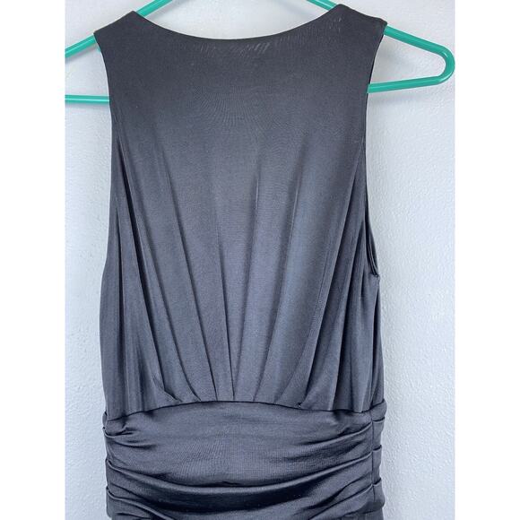 Vintage Diane Von Furstenberg Sz 4Stretch Black Ponte Blk Drape Empire Ptd Waist - Picture 6 of 14